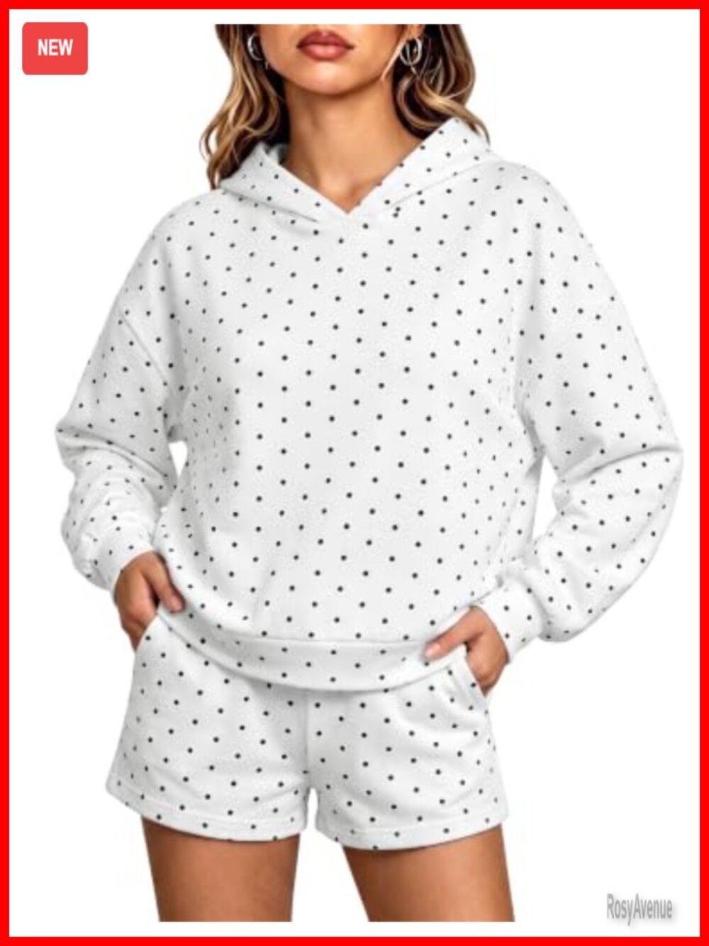 Oversized Polka Dot Hoodie and Shorts Lounge Set Y2K Casual Two-Piece